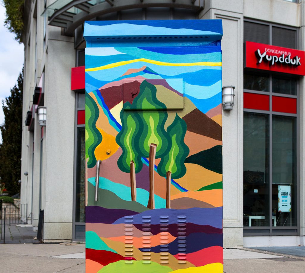 Colorful Horizon installation in Toronto, Canada, by Yasaman Mehrsa. Photo by Jocelyn Reynolds.