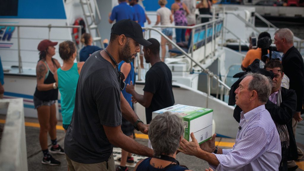 Photo of Mike delivering emergency aid to Virgin Islands.